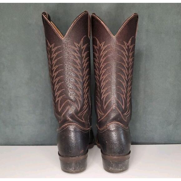 Vintage Justin 1195 Full Chocolate Glazed Pig Western Cowboy Boots US Men's 9 D - Picture 5 of 14